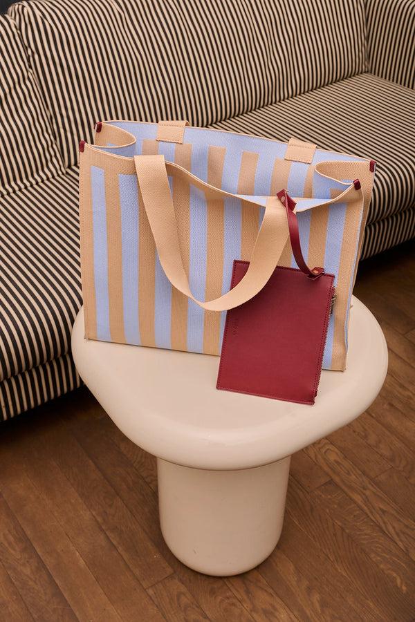 Sticky Lemon Shopper | Knitted Stripes | Marzipan + Sky