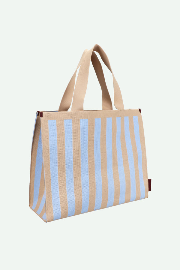 Sticky Lemon Shopper | Knitted Stripes | Marzipan + Sky