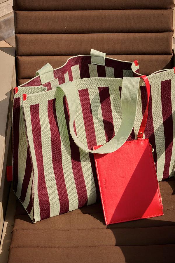 Sticky Lemon Shopper | Knitted Stripes | Mist + Fig