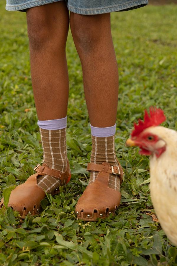 Sticky Lemon Socks | Farmhouse | Check Soil Green