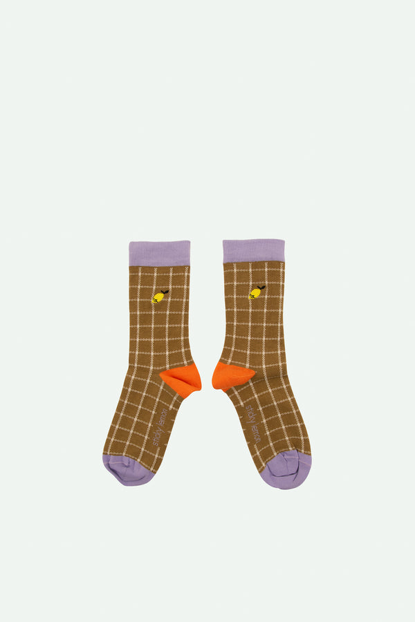 sticky lemon socks | farmhouse | check soil green