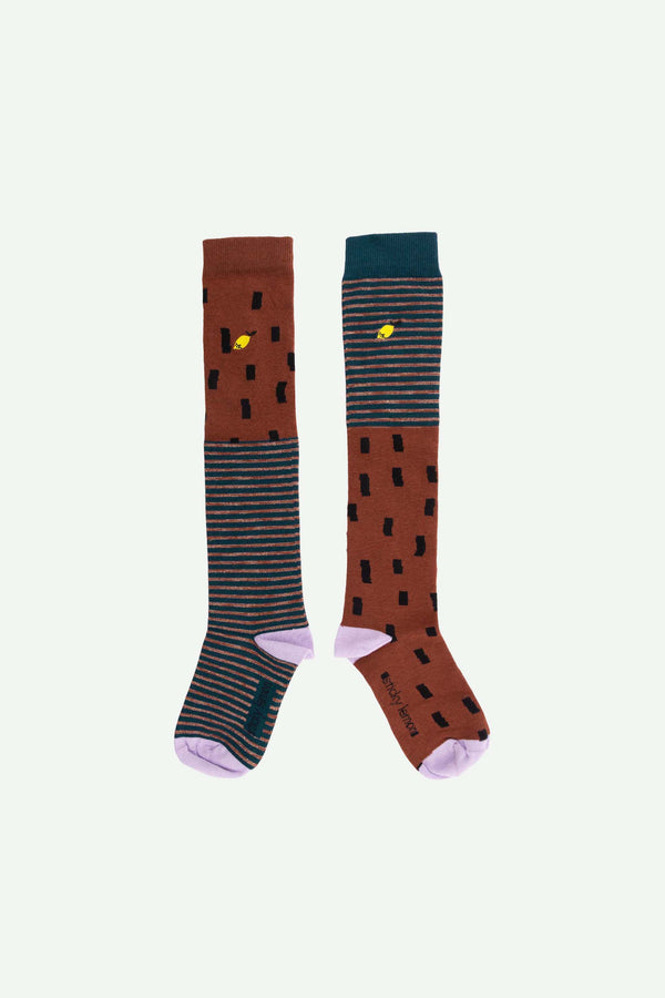 sticky lemon Socks | golden stripes | edison teal