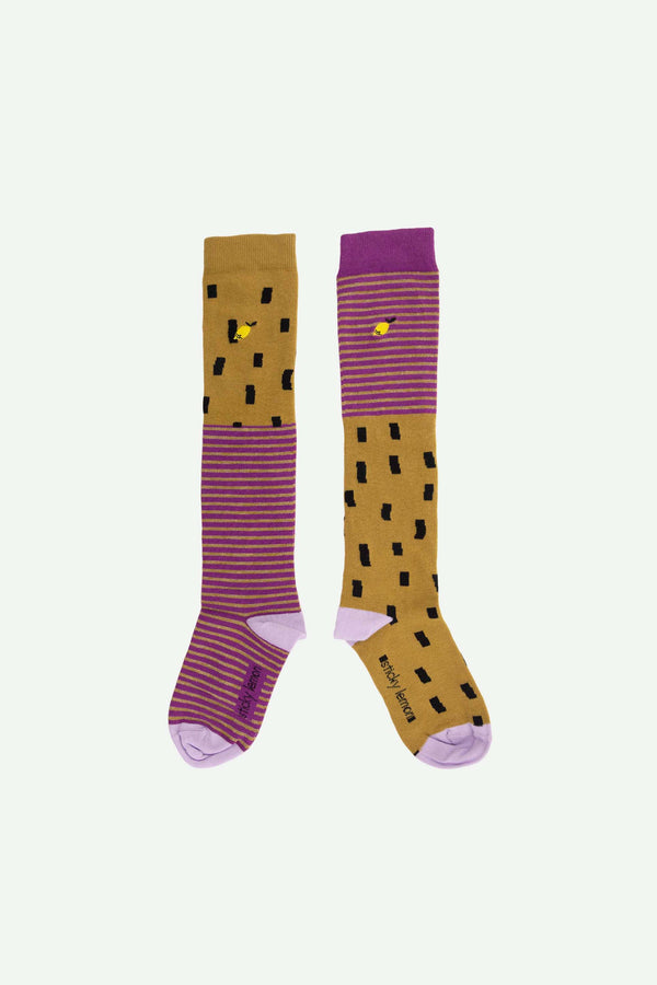 sticky lemon Socks | golden stripes | purple tales