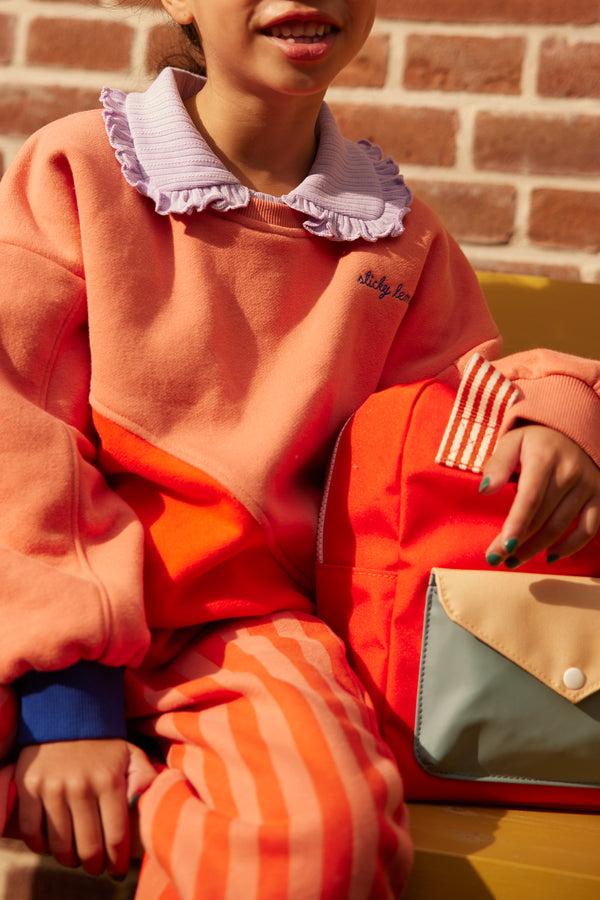 Sticky Lemon Sweater | Colourblocking | Coral Pink + Red Hat