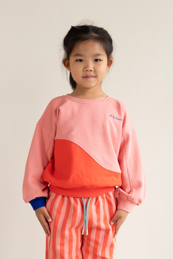 Sticky Lemon Sweater | Colourblocking | Coral Pink + Red Hat