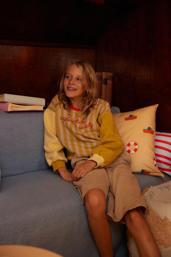 Sticky Lemon Sweater | Stripes | Reed Green + Sandy Yellow Stripes