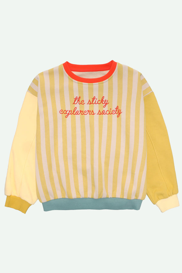 sticky lemon sweater | stripes | reed green + sandy yellow stripes