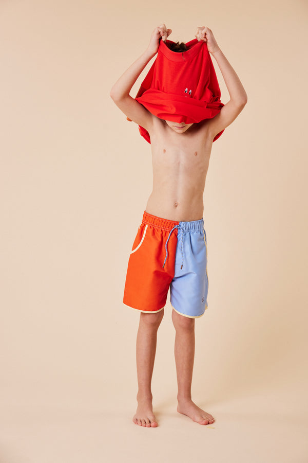 Sticky Lemon Swimshorts | Better Together | Rugby Red + Badminton Blue
