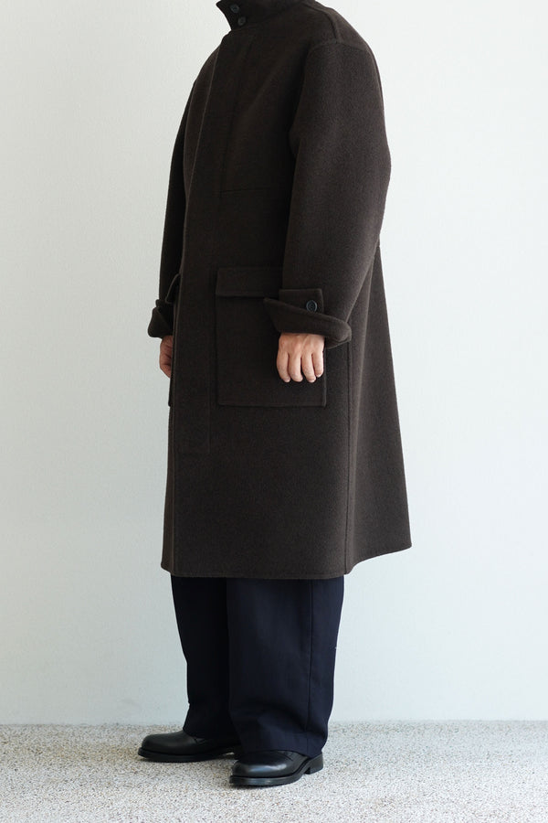 Still By Hand POSTELEGANT / WOOL REVER STAND COLLAR COAT