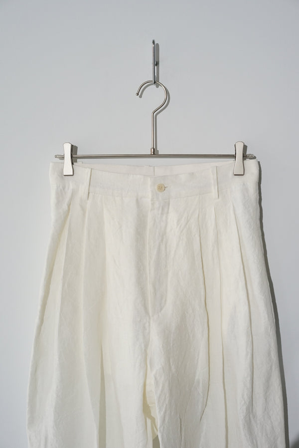 still by hand HED MAYNER / 4 PLEAT PANT WHITE LINEN