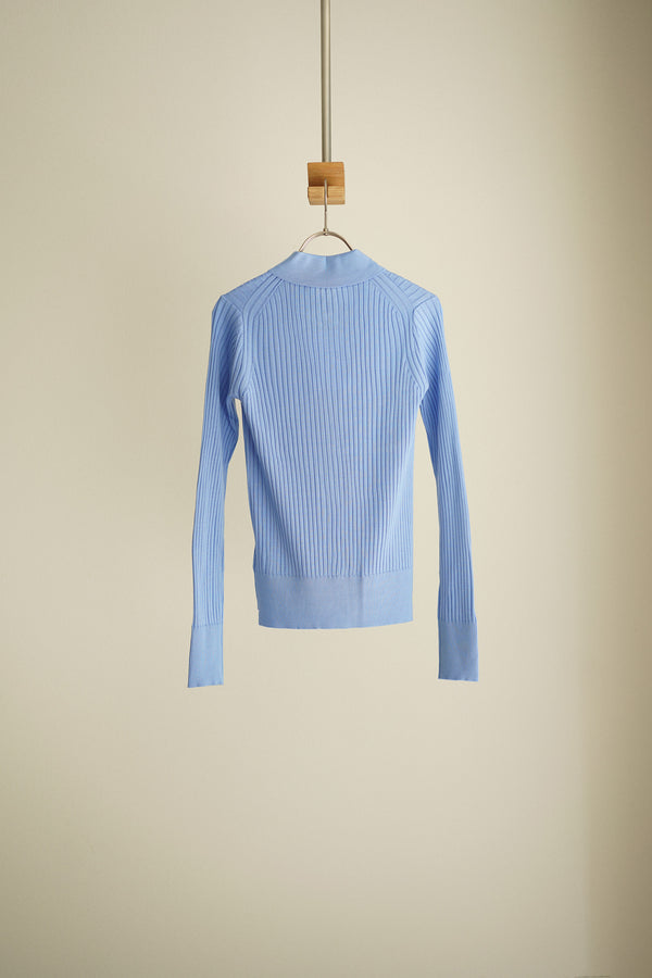 Still By Hand YLÈVE / WOOL SILK CASHMERE RIB KN POLO