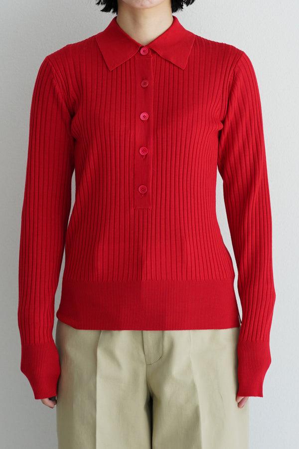 Still By Hand YLÈVE / WOOL SILK CASHMERE RIB KN POLO