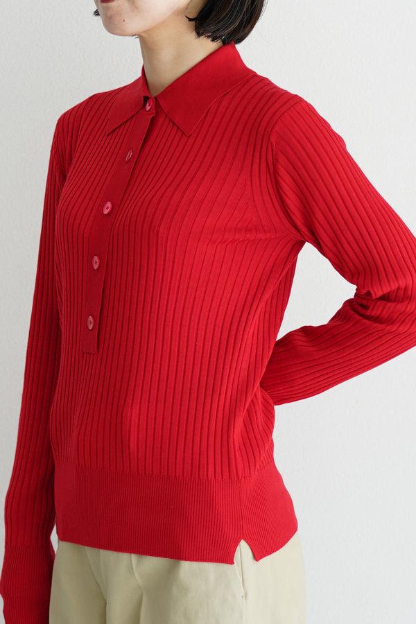 Still By Hand YLÈVE / WOOL SILK CASHMERE RIB KN POLO