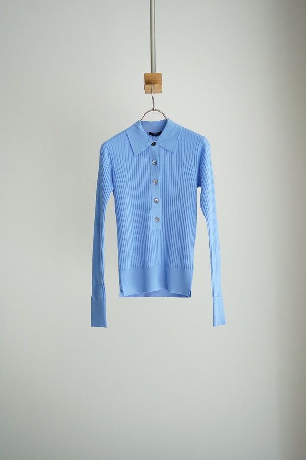 still by hand YLÈVE / WOOL SILK CASHMERE RIB KN POLO