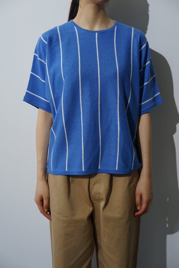 Still By Hand Walenode / Cotton Linen Striped Dolman-sleeve Knitwear