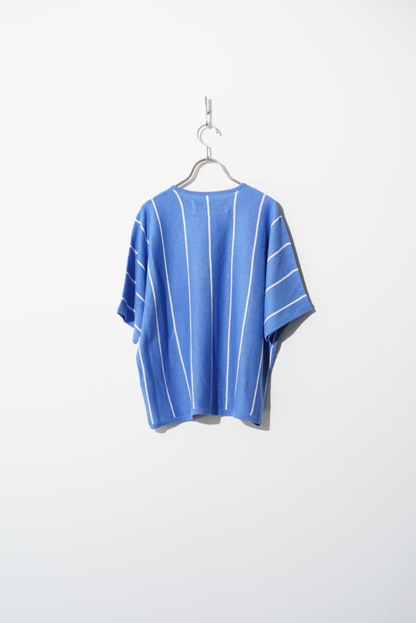 still by hand walenode / Cotton linen striped Dolman-sleeve knitwear