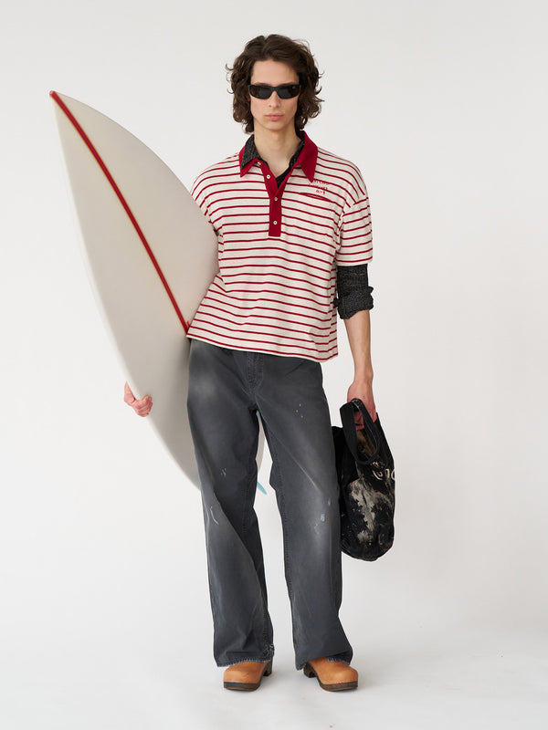 stockholm surfboard club Striped Polo Shirt