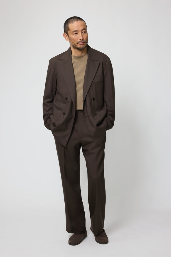 stòffa Double Breasted Shirt Jacket (Chocolate Tropical Wool)