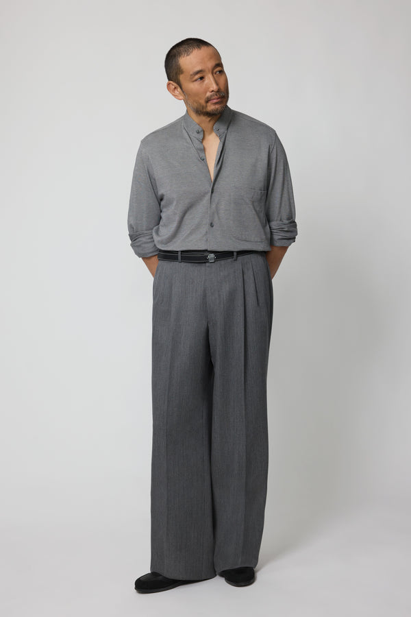 stòffa Double Pleat Trouser (Grey Naturally Dyed Wool Twill)
