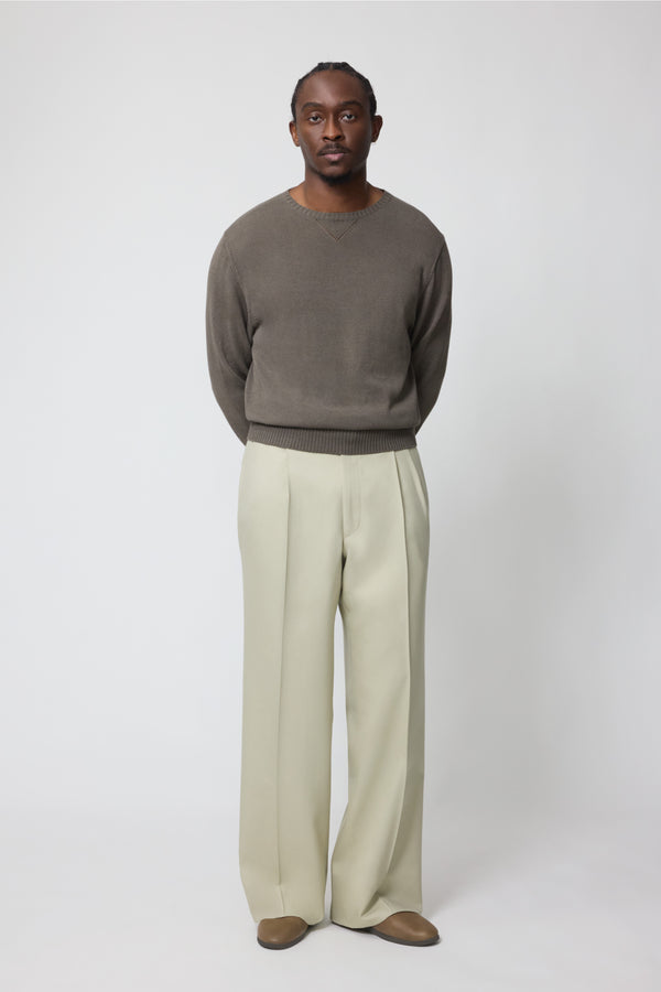 stòffa Double Pleat Trouser (Pistachio Tropical Wool Silk)
