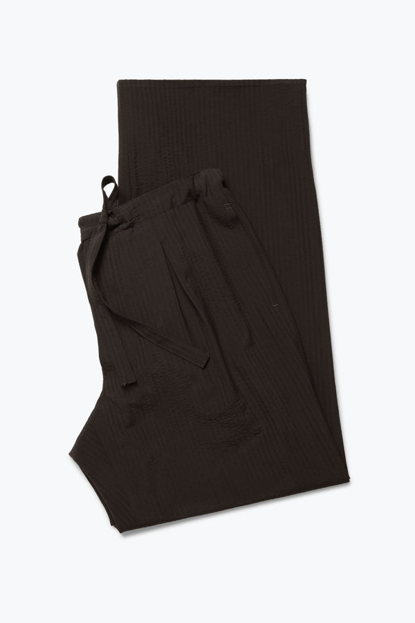 Stòffa Drawstring Trouser (Chocolate Wool Seersucker)