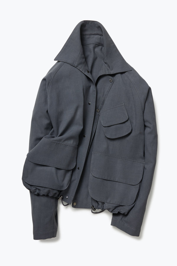 Stòffa Field Blouson (Anthracite Silk Cotton Linen Houndstooth)