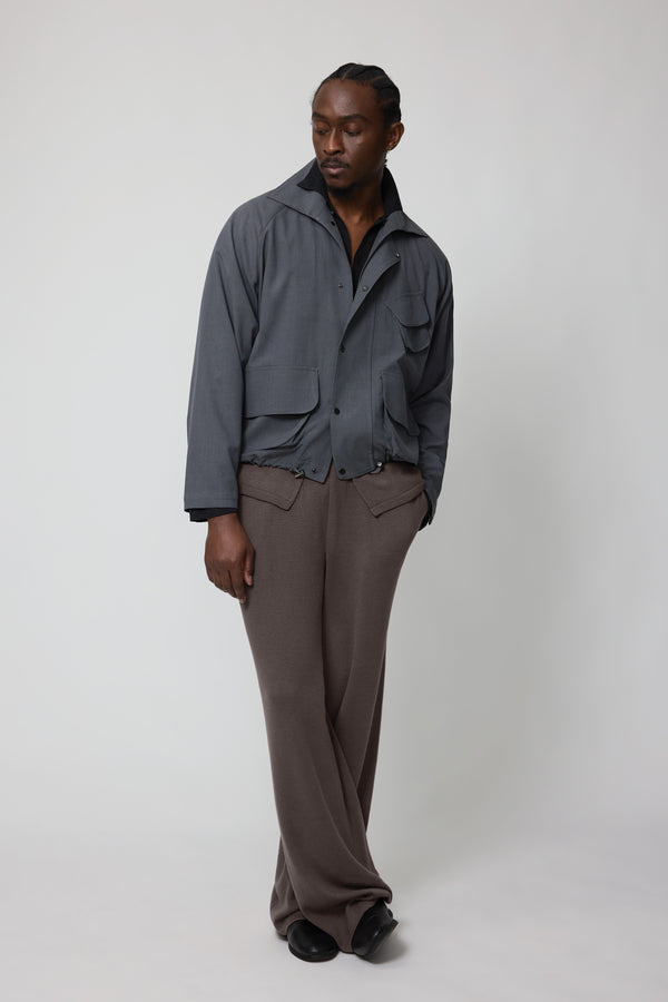 stòffa Field Blouson (Anthracite Silk Cotton Linen Houndstooth)