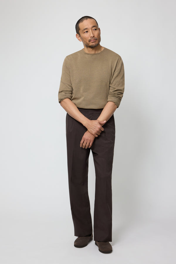 stòffa Long Sleeve Knit T-Shirt (Fennel Naturally Dyed Cotton Mouliné)