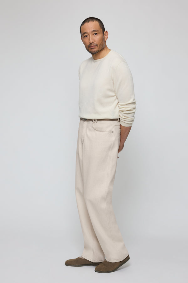 Stòffa Long Sleeve Knit T-Shirt (Ivory Undyed Cashmere)