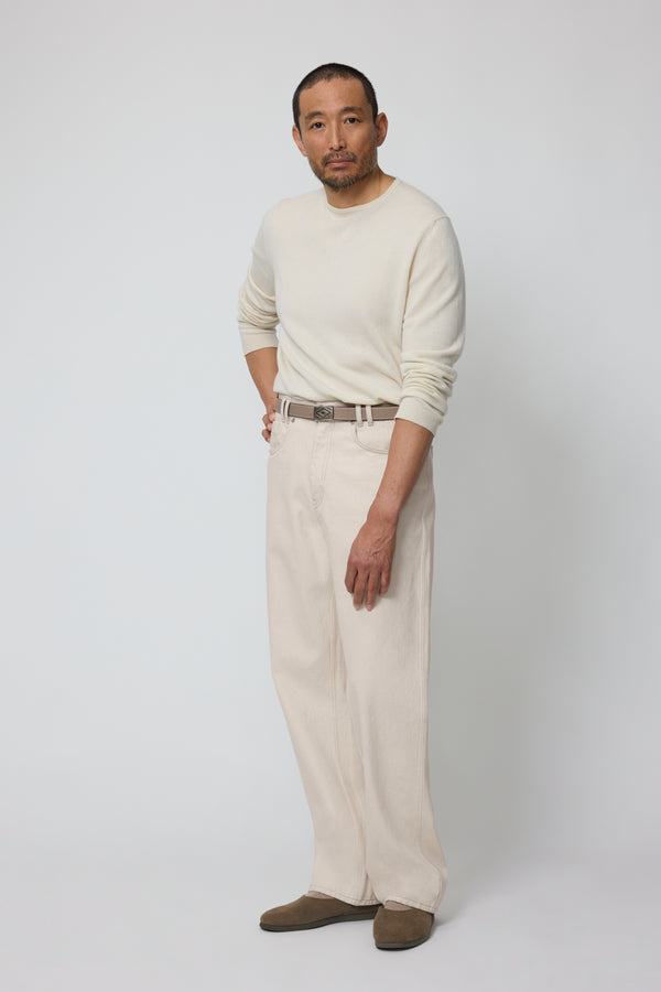 stòffa Long Sleeve Knit T-Shirt (Ivory Undyed Cashmere)