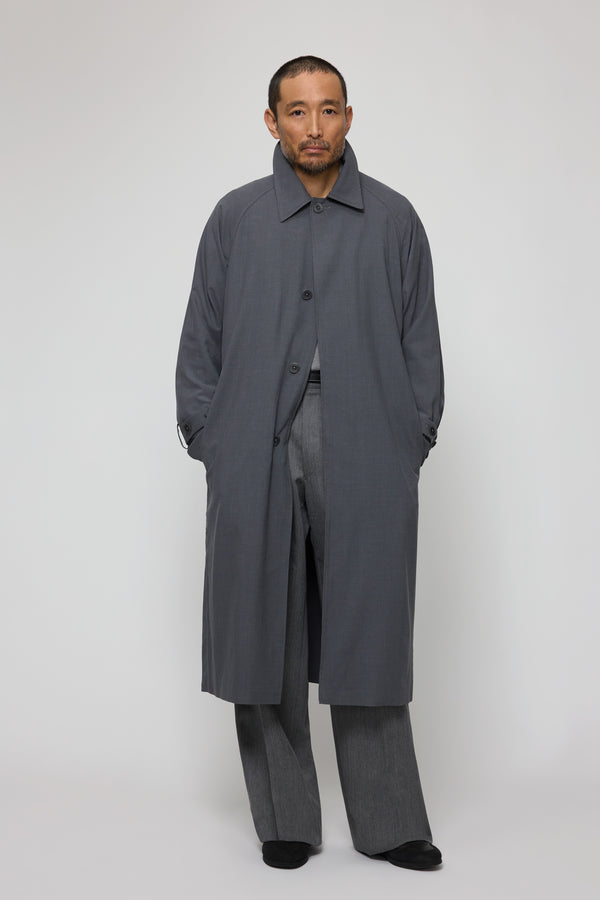Stòffa Raglan Coat (Anthracite Silk Cotton Linen Houndstooth)