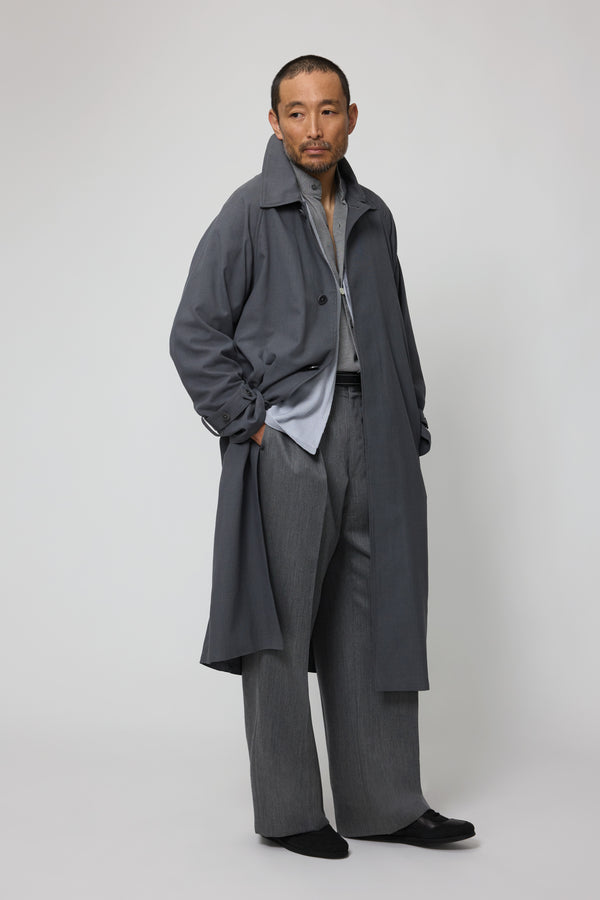stòffa Raglan Coat (Anthracite Silk Cotton Linen Houndstooth)