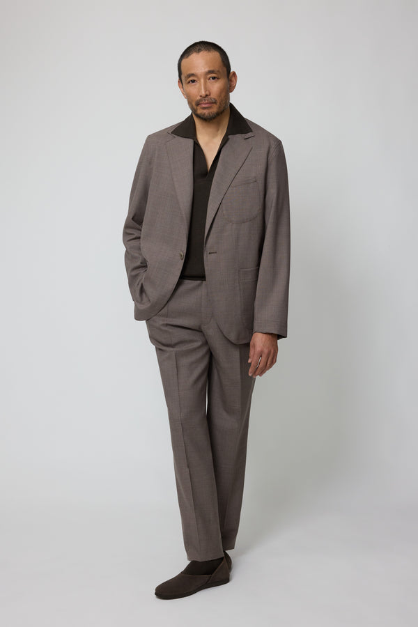 stòffa Single Breasted Shirt Jacket (Walnut Tropical Wool)