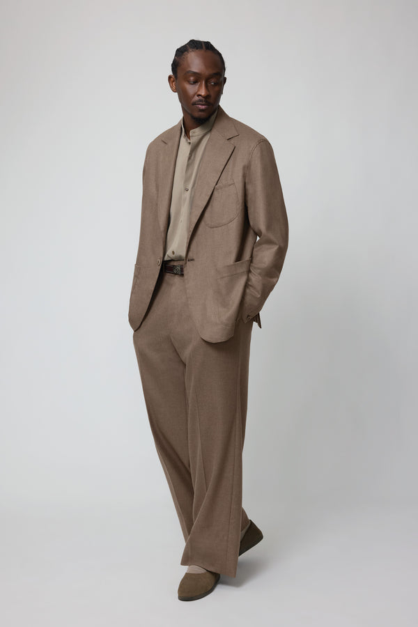 Stòffa Single Breasted Shirt Jacket (Walnut Undyed Cashmere)