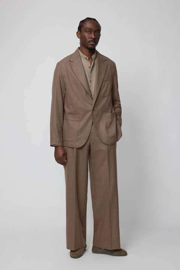 stòffa Single Breasted Shirt Jacket (Walnut Undyed Cashmere)