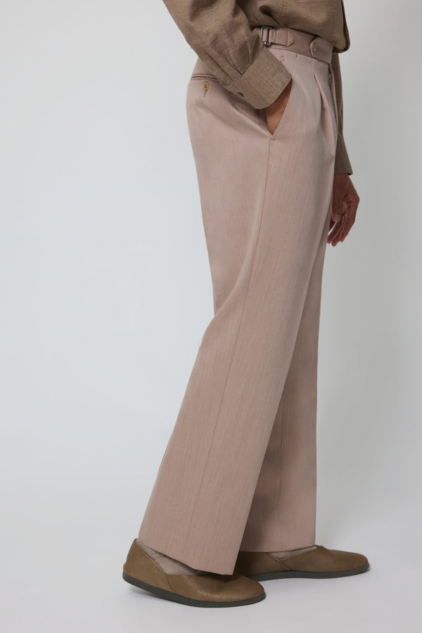 Stòffa Single Pleat Trouser (Anise Naturally Dyed Wool Twill)