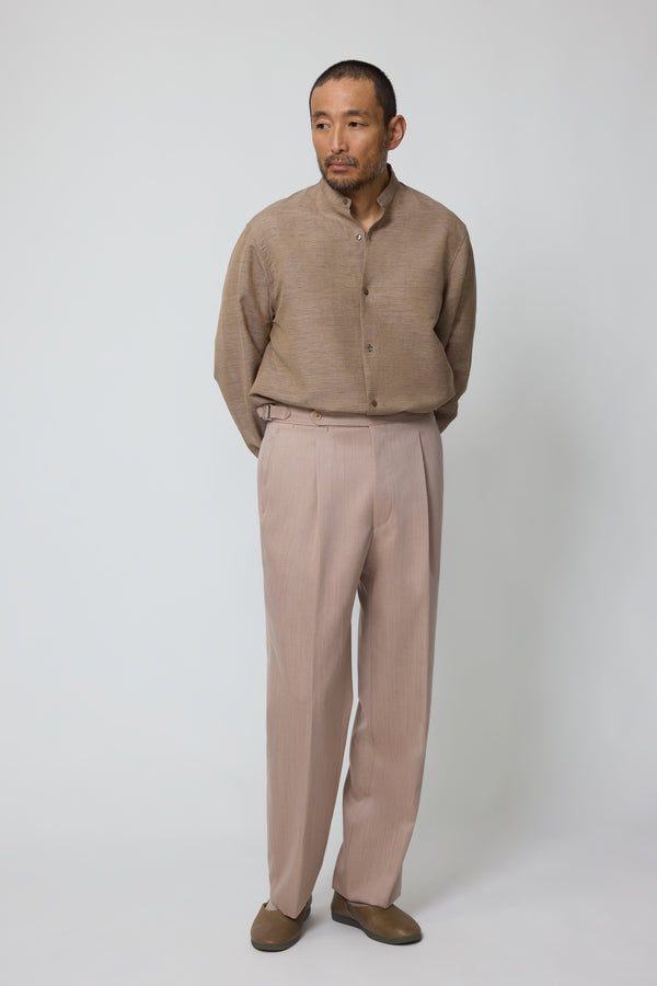 stòffa Single Pleat Trouser (Anise Naturally Dyed Wool Twill)