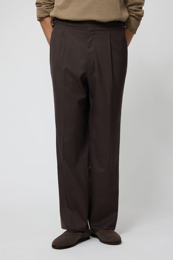Stòffa Single Pleat Trouser (Chocolate Tropical Wool)