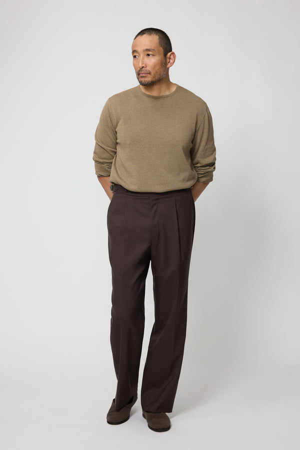 stòffa Single Pleat Trouser (Chocolate Tropical Wool)