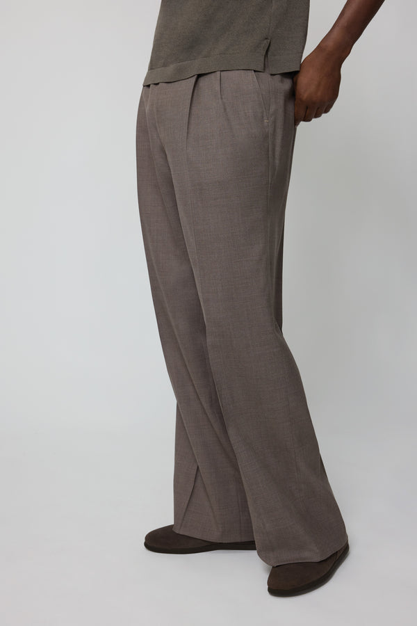 Stòffa Double Pleat Trouser (Walnut Tropical Wool)