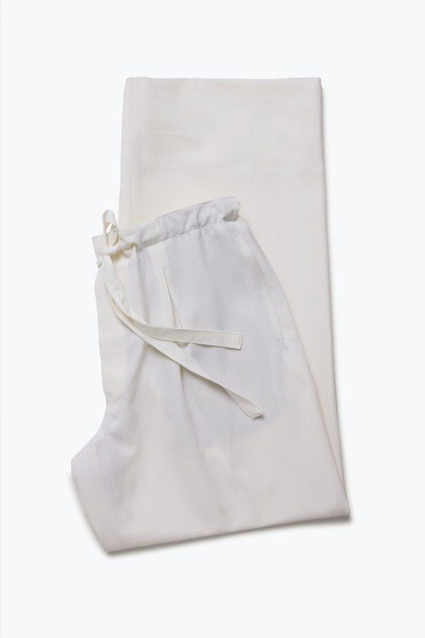 Stòffa Drawstring Trouser (Ivory Wool Seersucker)