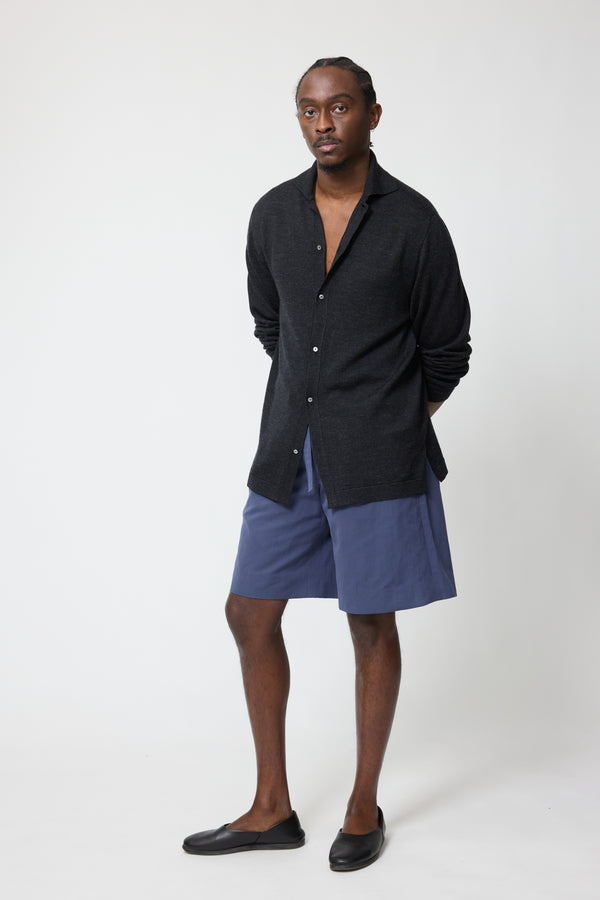 stòffa Knit Shirt (Charcoal Wool Silk)