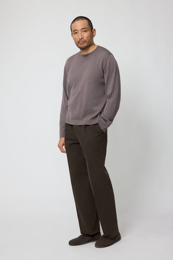 stòffa Long Sleeve Knit T-Shirt (Fig Wool Silk)