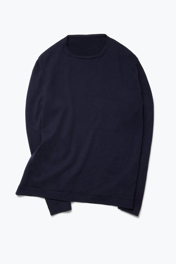 Stòffa Long Sleeve Knit T-Shirt (Navy Wool Silk)