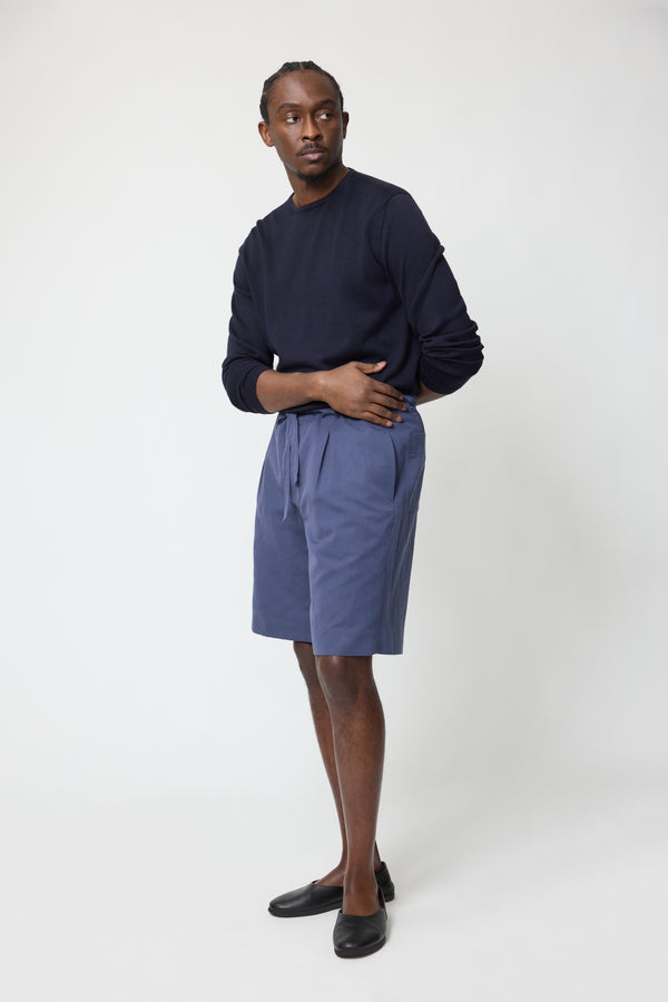 Stòffa Long Sleeve Knit T-Shirt (Navy Wool Silk)