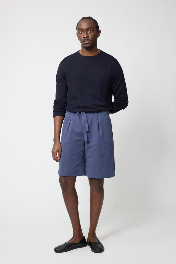 stòffa Long Sleeve Knit T-Shirt (Navy Wool Silk)