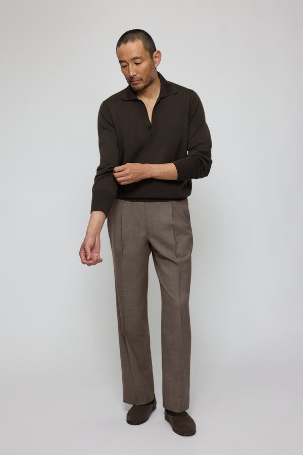 Stòffa Long Sleeve Polo (Chocolate Wool Silk)