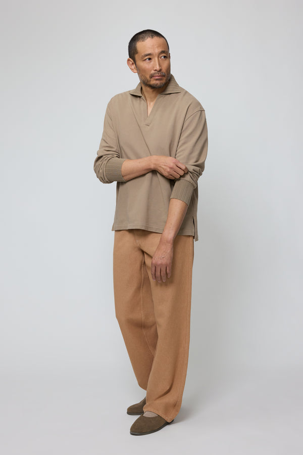 Stòffa Long Sleeve Polo (Wheat Double Cotton Pique)
