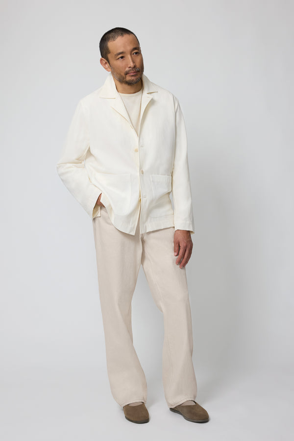 stòffa Lounge Jacket (Ivory Wool Seersucker)