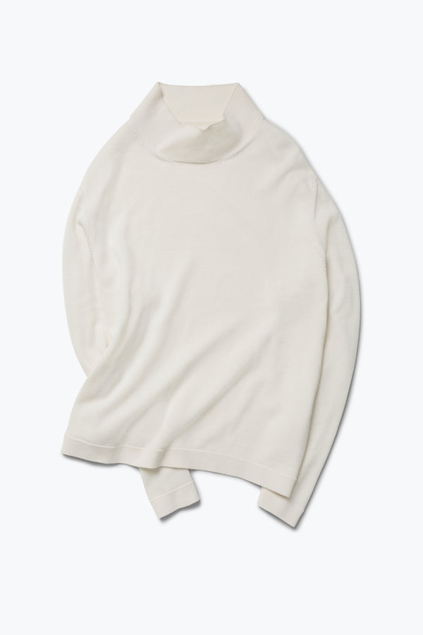 Stòffa Mock Neck (Ivory Wool Silk)
